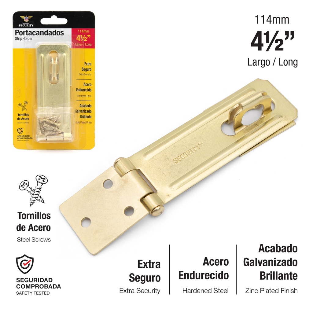 PORTACANDADO DORADO 4 1/2" 114mm SECURITY 6-876