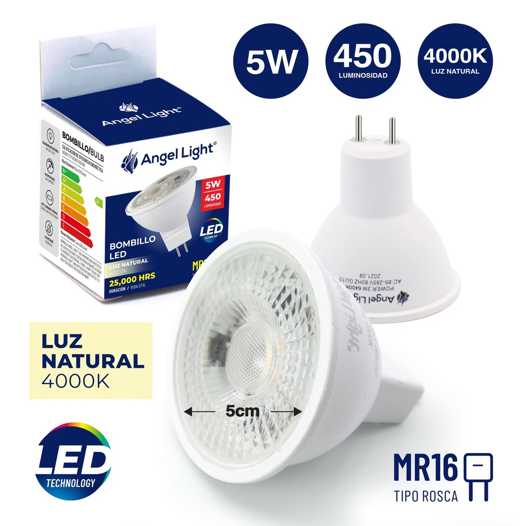 BOMBILLO LED MR16 LUZ NATURAL 5W ANGEL LIGHT 6-881