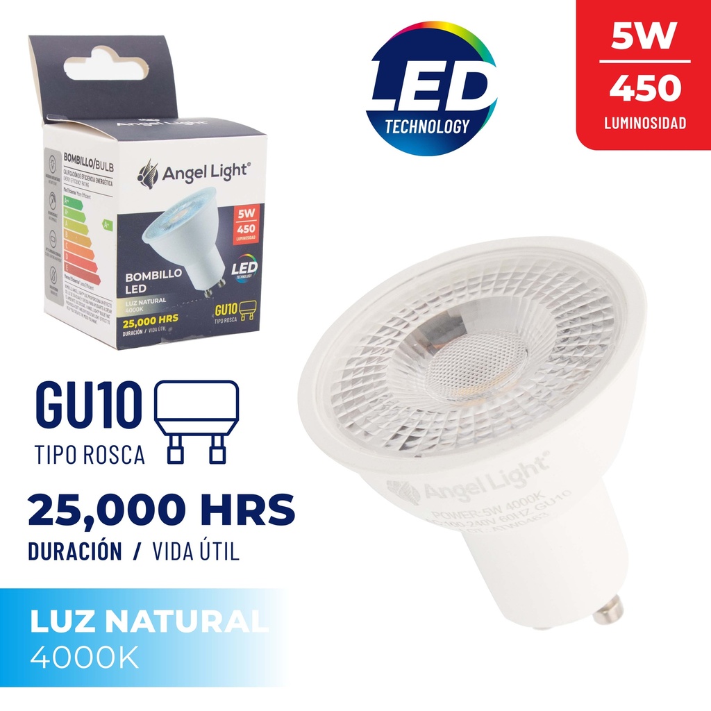 BOMBILLO LED GU10 LUZ NATURAL 5W ANGEL LIGHT 6-883
