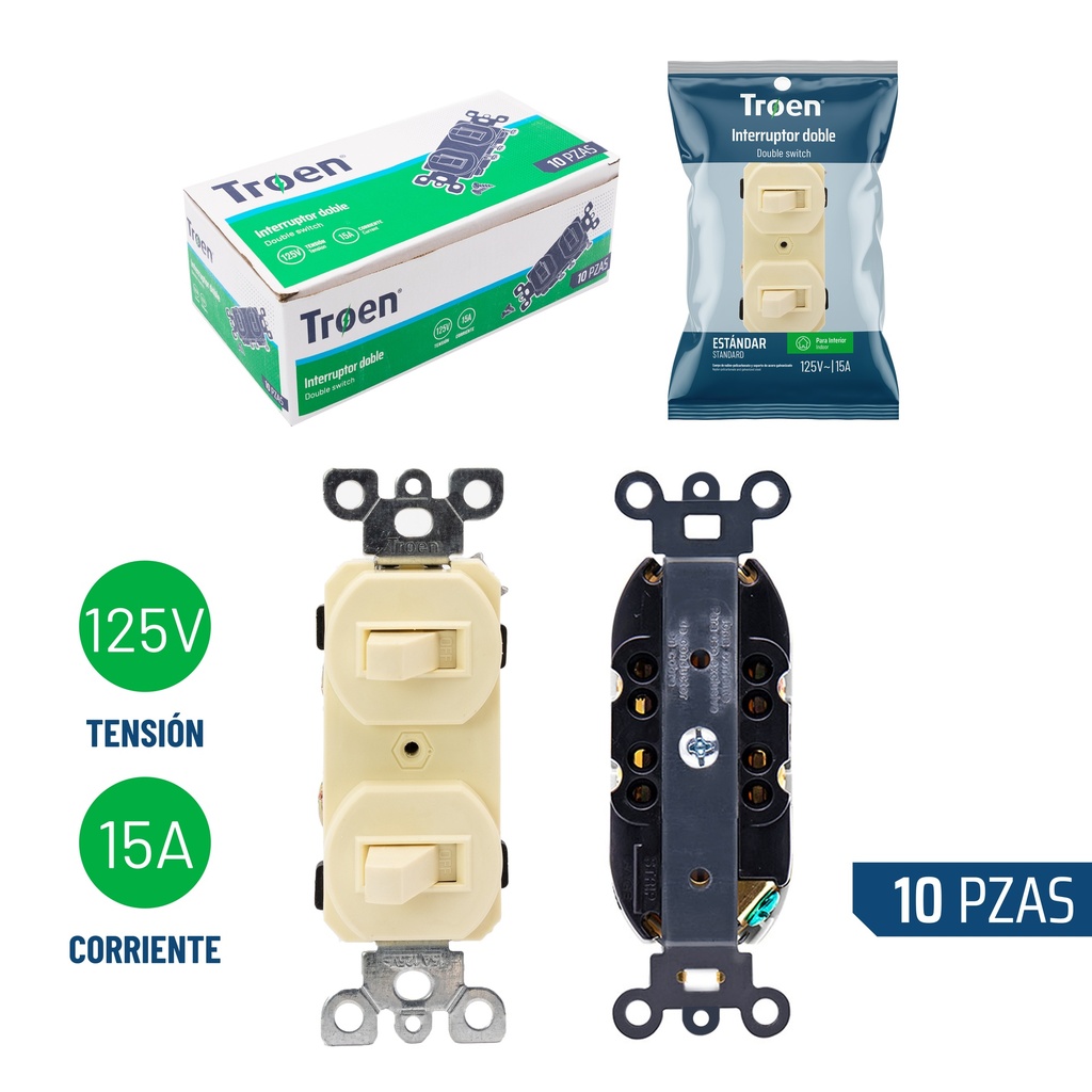 INTERRUPTOR DOBLE S/TAPA TROEN 6-931