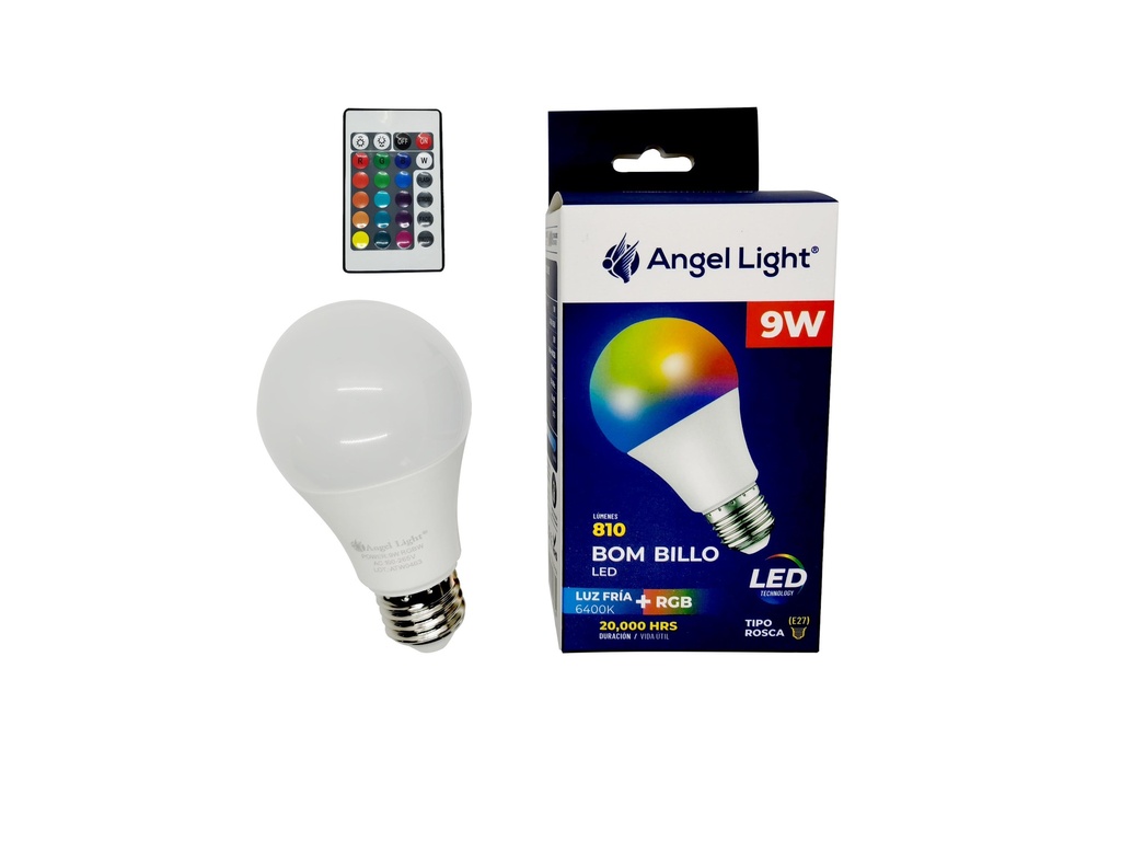 BOMBILLO MULTICOLOR LED 9W ANGEL LIGHT 6-952 (DESC)