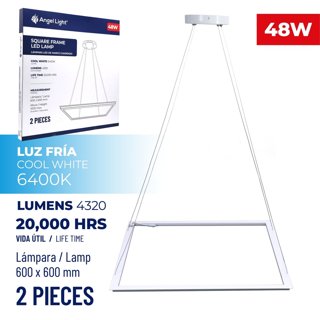 LAMPARA LED DE MARCO CUADRADA 48W ANGEL L x 2 UNID 6-956