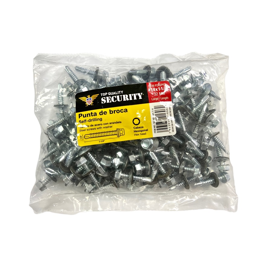 TORNILLOS AUTOTALADRANTES 14 x 1 1/4 x 100 UNID SECURITY 6-996