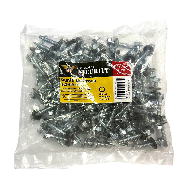 TORNILLOS AUTOTALADRANTES 14 x 1 1/2 x 100 UNID SECURITY 6-997