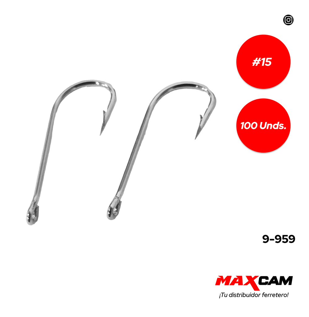 ANZUELO P/PESCAR #15 x CAJA 100 UNID MAXI TOOLS 9-959
