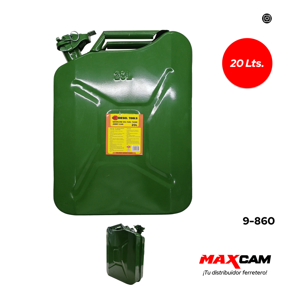 BIDON P/GASOLINA x 20 LTS VERDE DIESEL TOOL 9-860