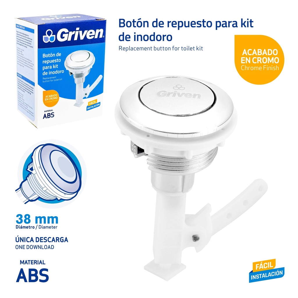 BOTON P/HERRAJE SUPERIOR CROMADO GRIVEN 9-787