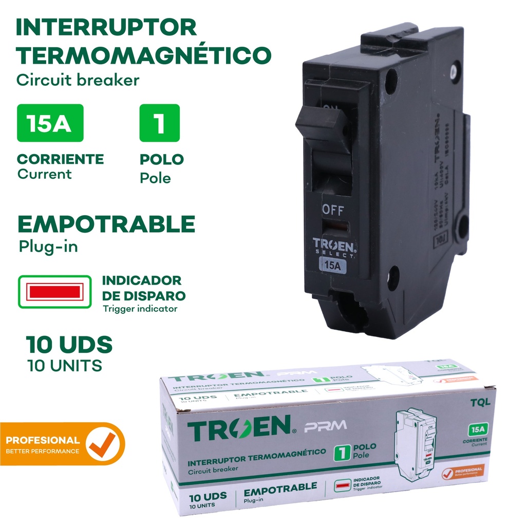 BREAKER P/EMPOTRAR PRO 1P x 15 AMP TROEN 10-242