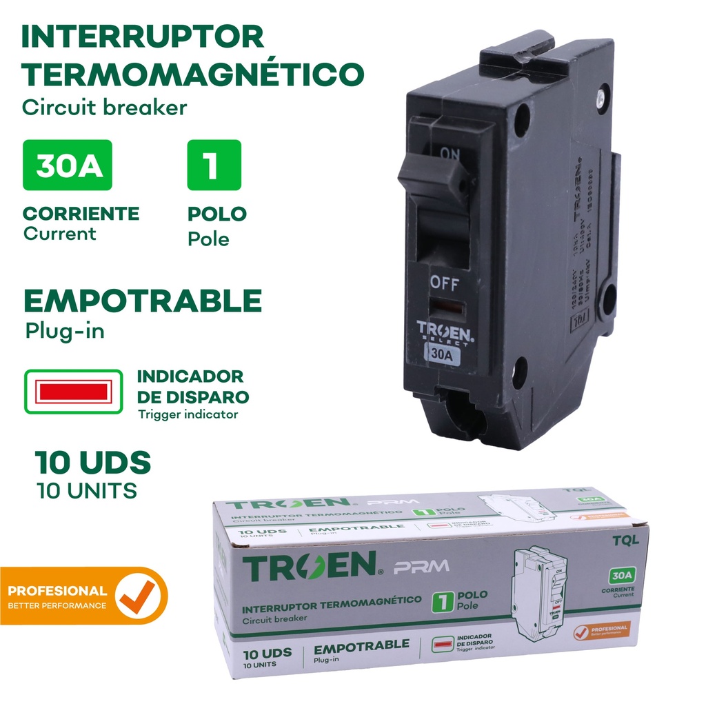 BREAKER P/EMPOTRAR PRO 1P x 30 AMP TROEN 10-245