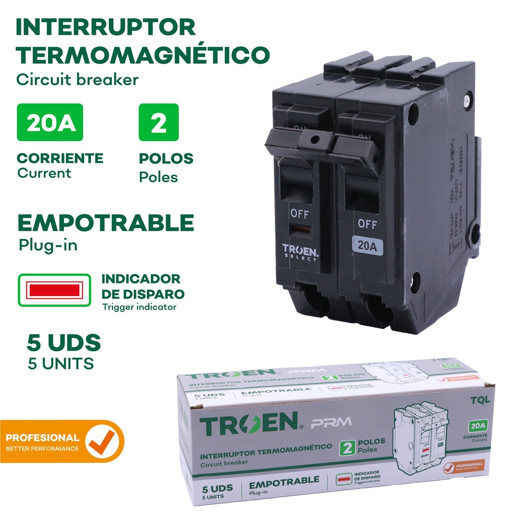 BREAKER P/EMPOTRAR PRO 2P x 20 AMP TROEN 10-244