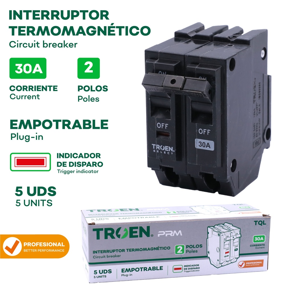BREAKER P/EMPOTRAR PRO 2P x 30 AMP TROEN 10-246
