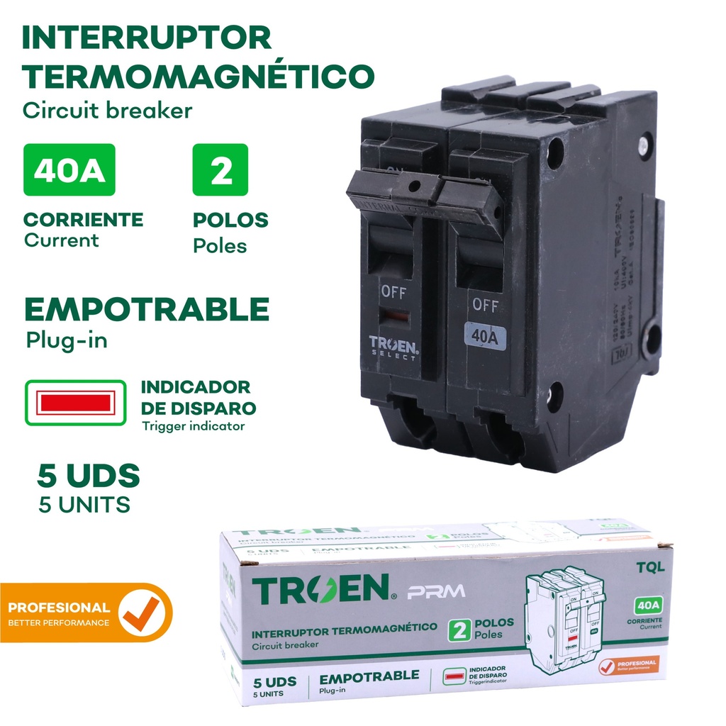 BREAKER P/EMPOTRAR PRO 2P x 40 AMP TROEN 10-248