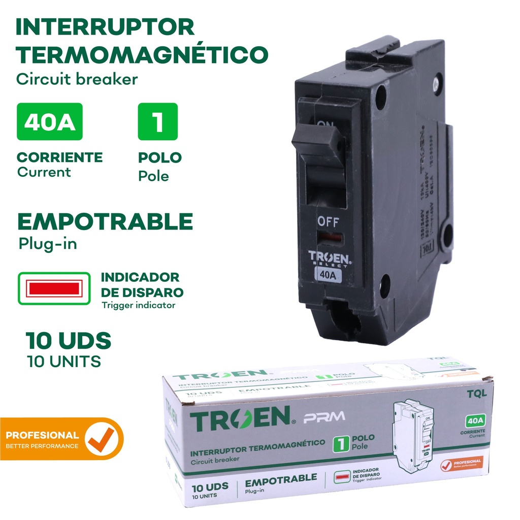 BREAKER P/EMPOTRAR PRO1P x 40 AMP TROEN 10-247
