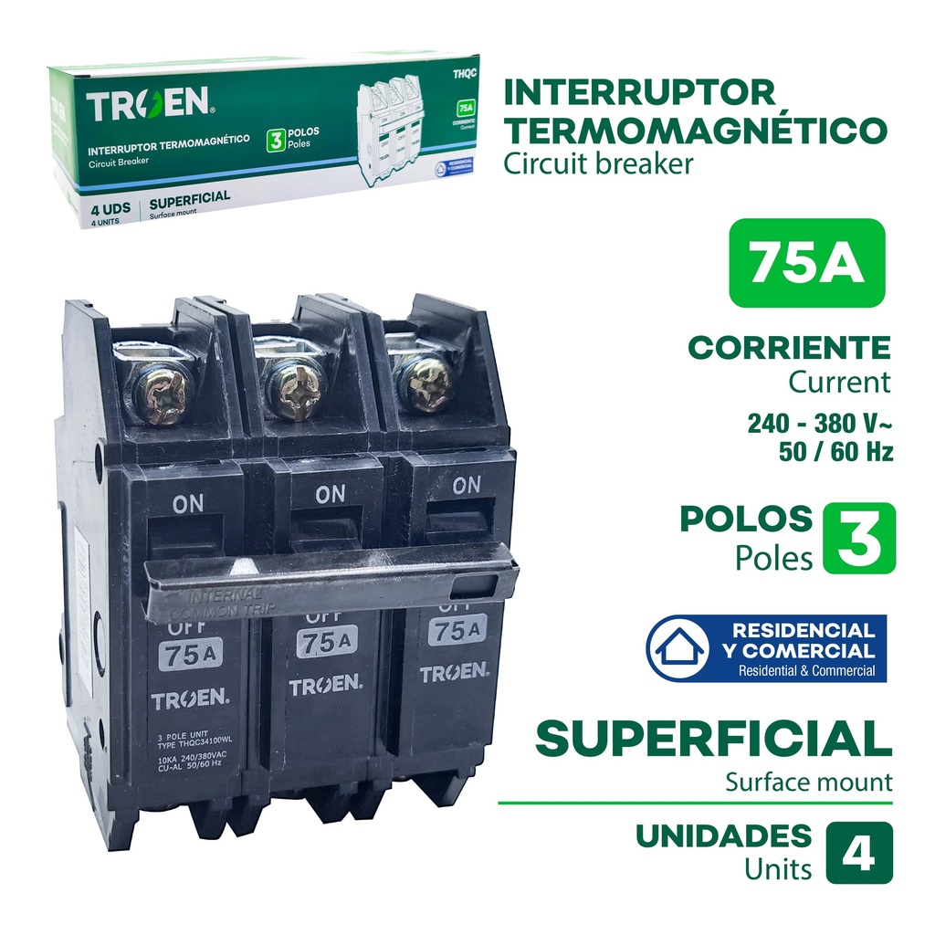 BREAKER SUPERFICIAL 3x75A TROEN 9-795