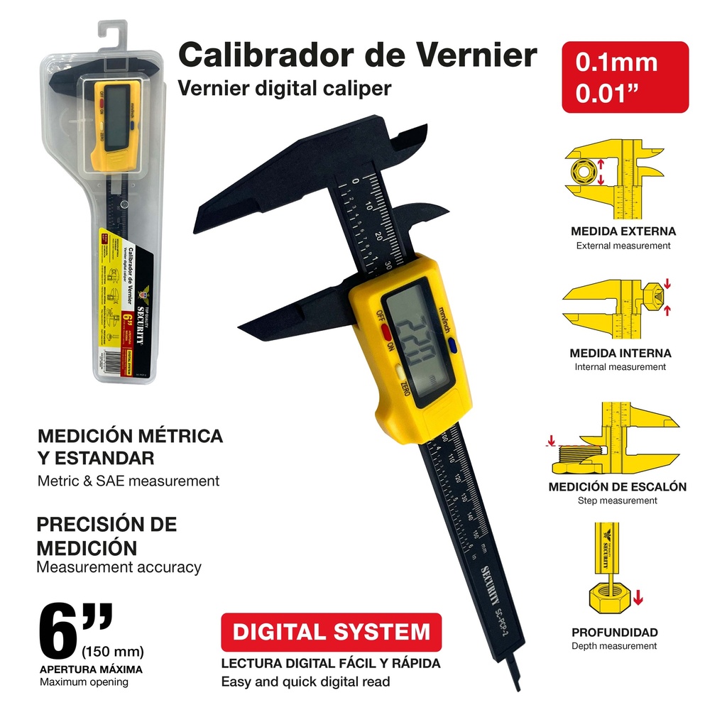 CALIBRADOR DIGITAL 6" SECURITY 10-089