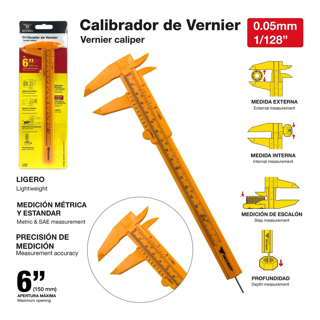 CALIBRADOR PLASTICO 6" SECURITY 9-982