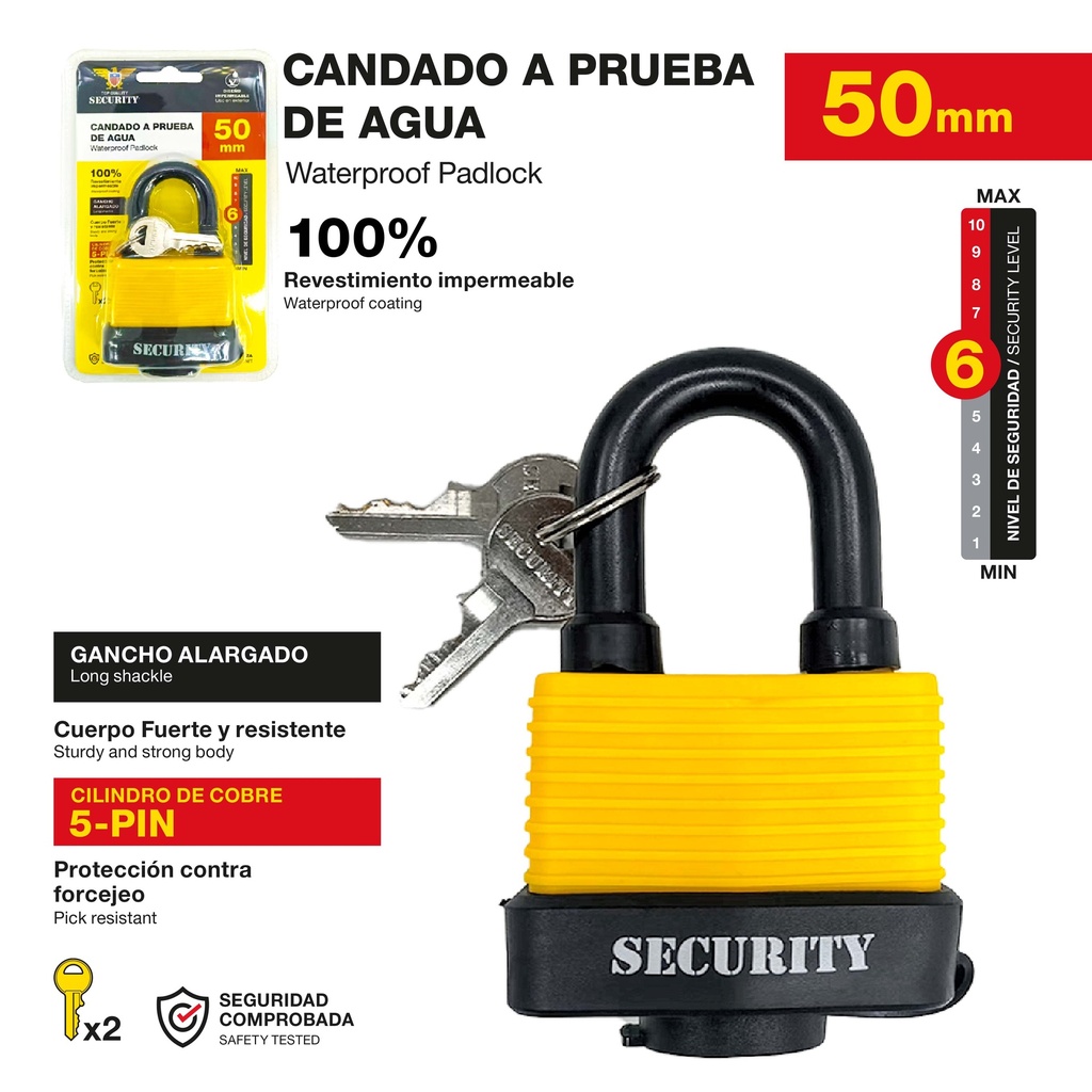 CANDADO A PRUEBA DE AGUA 50MM SECURITY 10-050