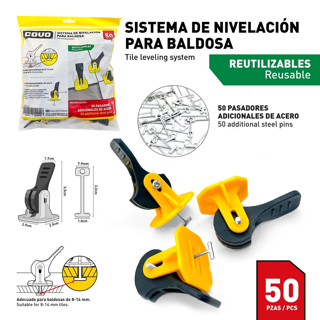 CUÑA NIVELADORA P/PISOS x 50 UNID COVO 9-749
