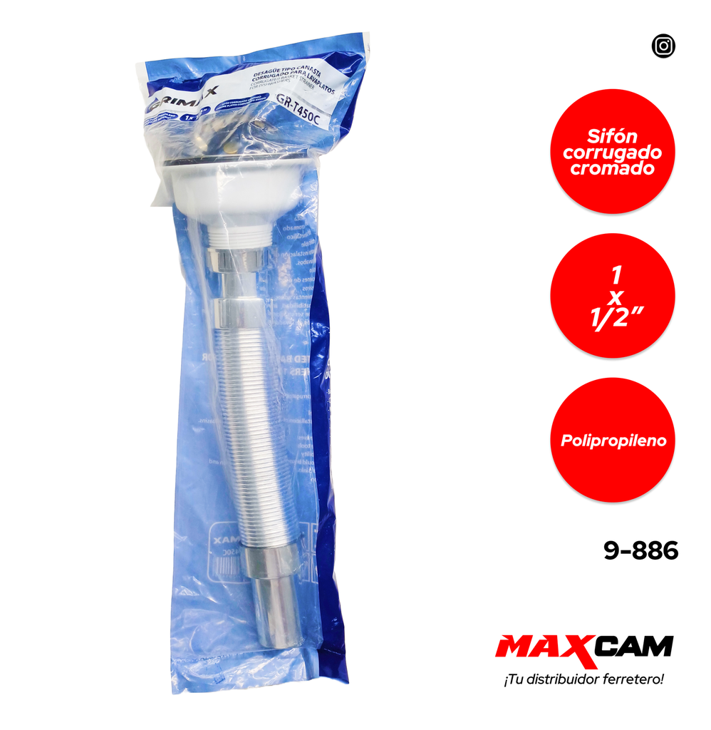 DESAGUE CON SIFON EXTENSIBLE 1 1/2 GRIMAX 9-886