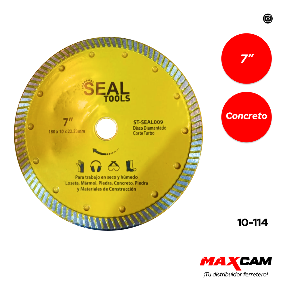 DISCO C/CONCRETO TURBO x 7" SEAL TOOLS 10-114
