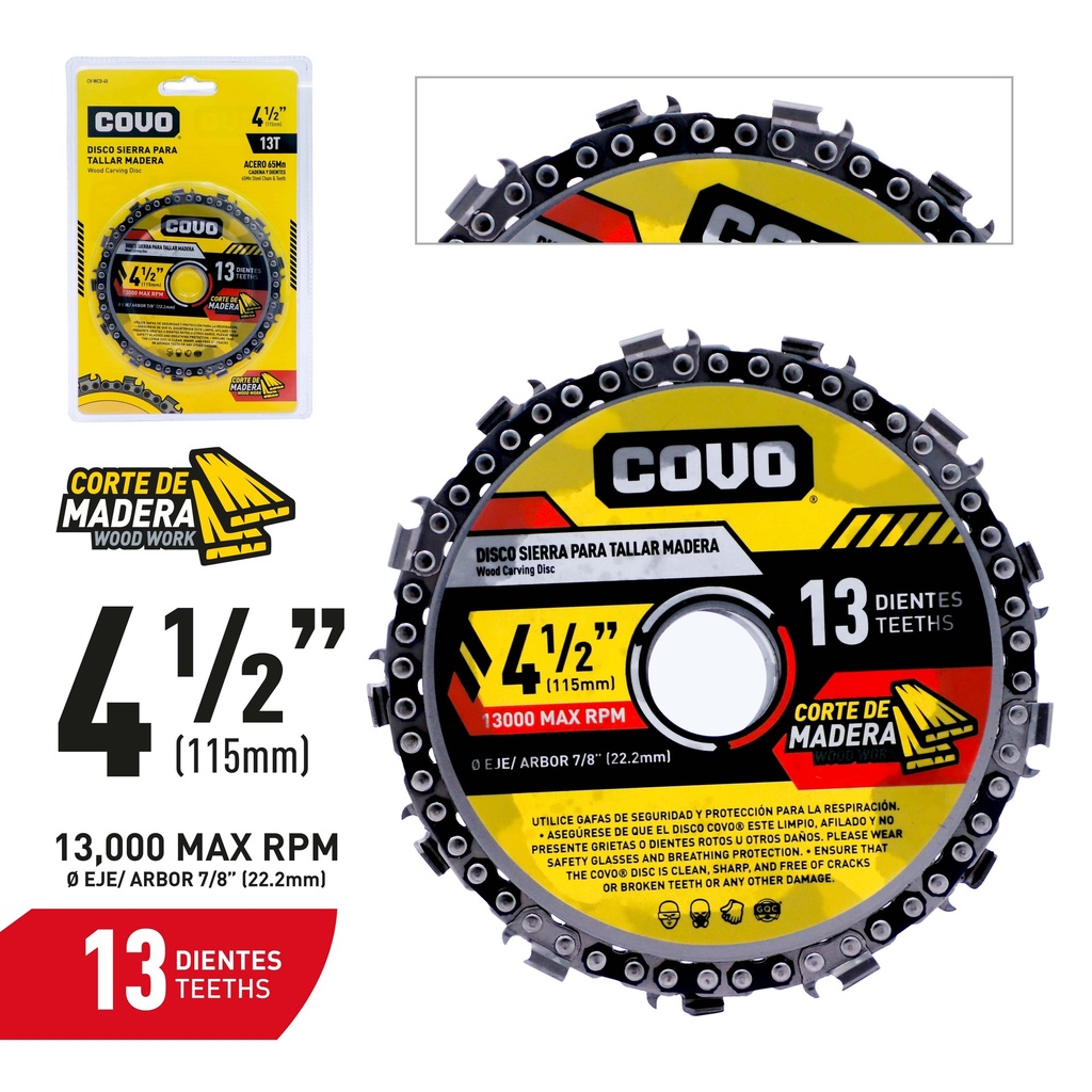 DISCO C/MADERA x 4 1/2" COVO 9-873