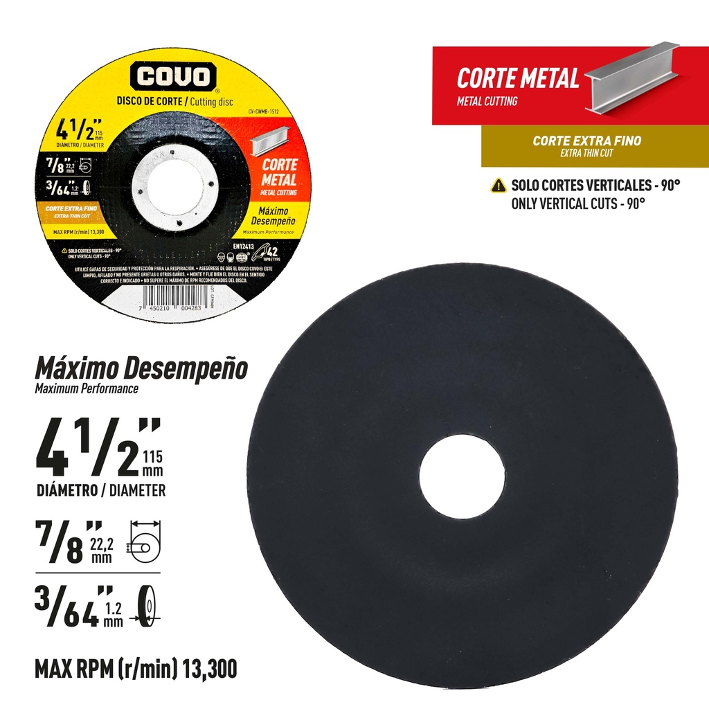 DISCO C/METAL FINO 4 1/2" x 3/64" COVO (CONCOVO) 9-777