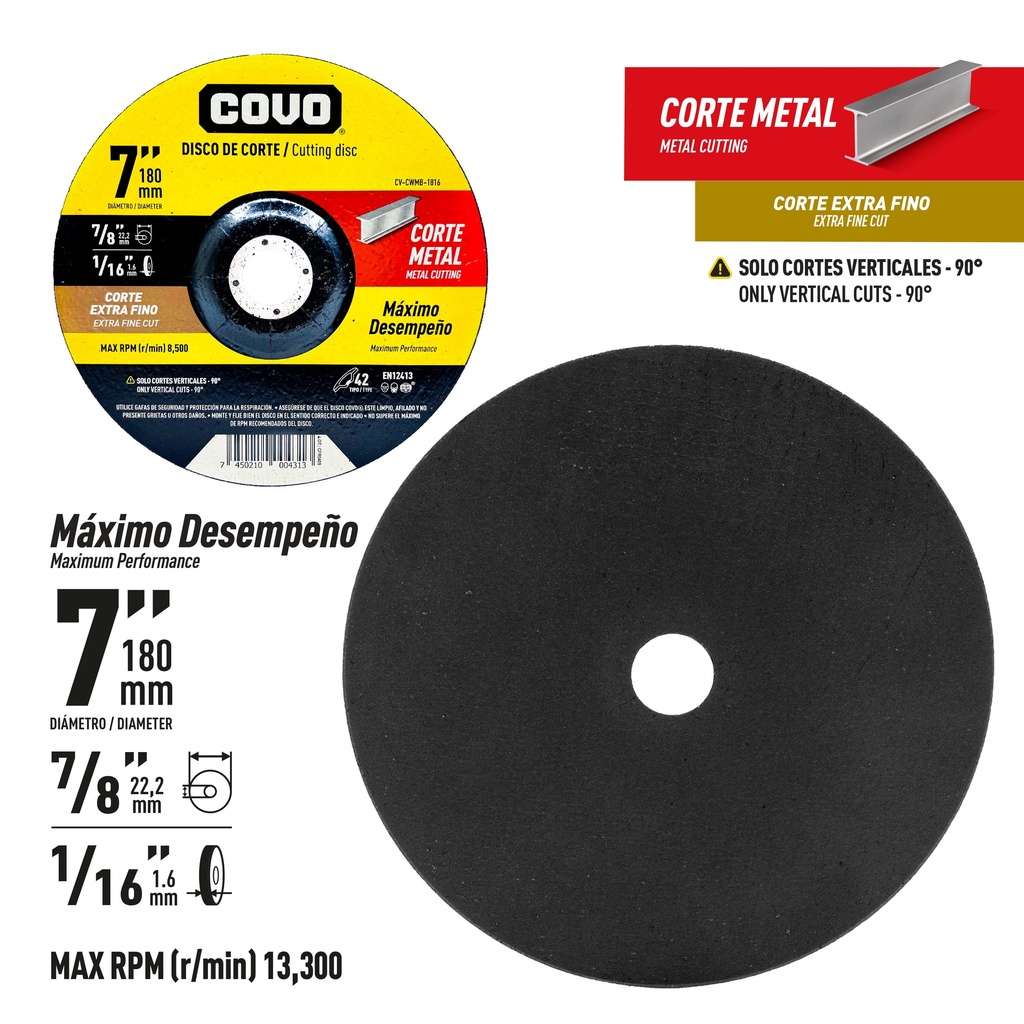 DISCO C/METAL FINO 7" x 1/16" COVO (CONCOVO) 9-780