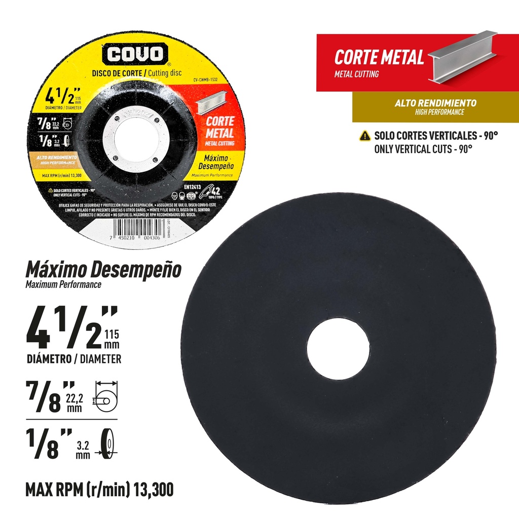 DISCO C/METAL GRUESO 4 1/2" x 1/8" COVO (CONCOVO) 9-779