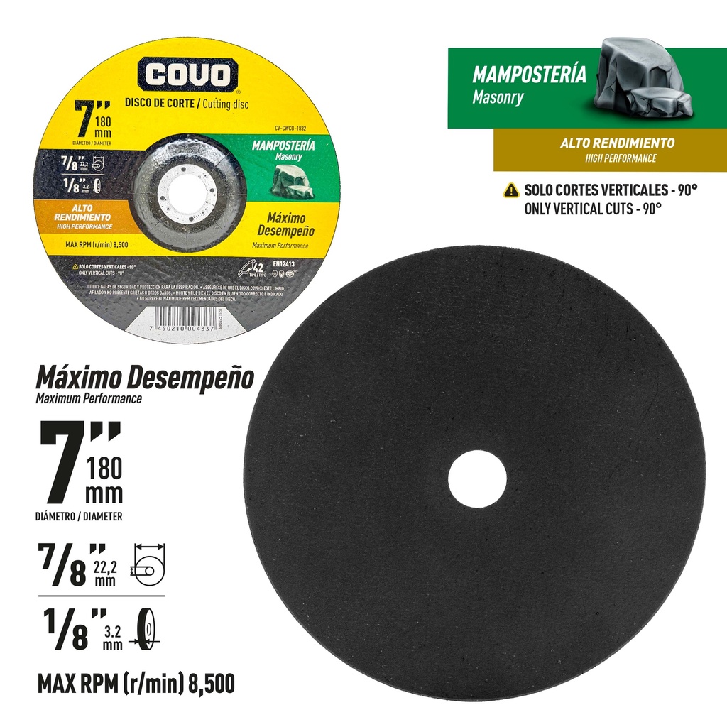 DISCO CORTE MAMPOSTERIA x 7" COVO (CONCOVO) 9-820