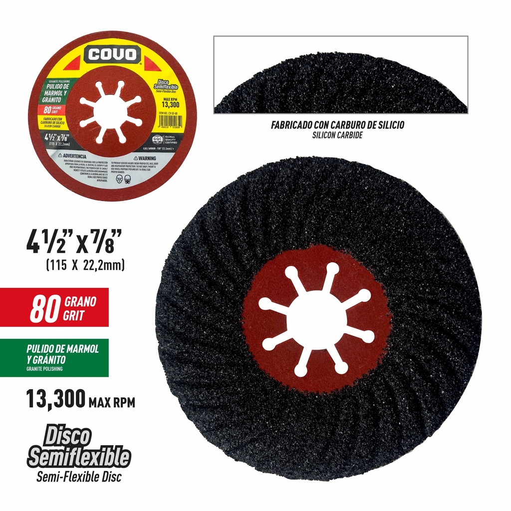DISCO P/PULIR MARMOL Y GRANITO 4 1/2 DE 80 COVO 9-811