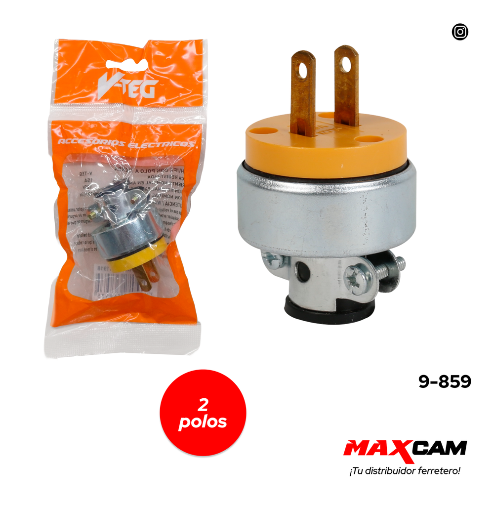 ENCHUFE AMARILLO METAL 2P V-TEG 9-859