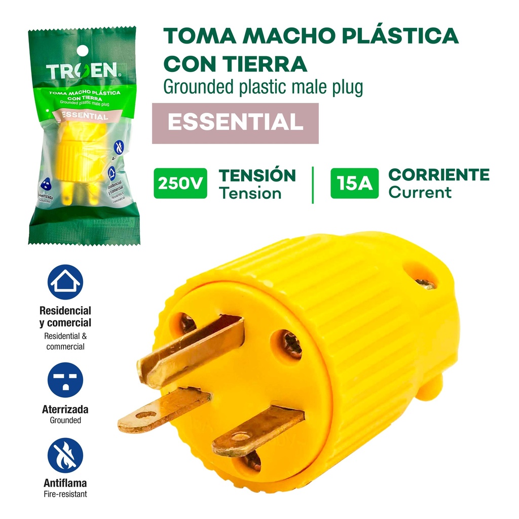 ENCHUFE CHINO VINIL PLASTICO 2P+T TROEN 10-128