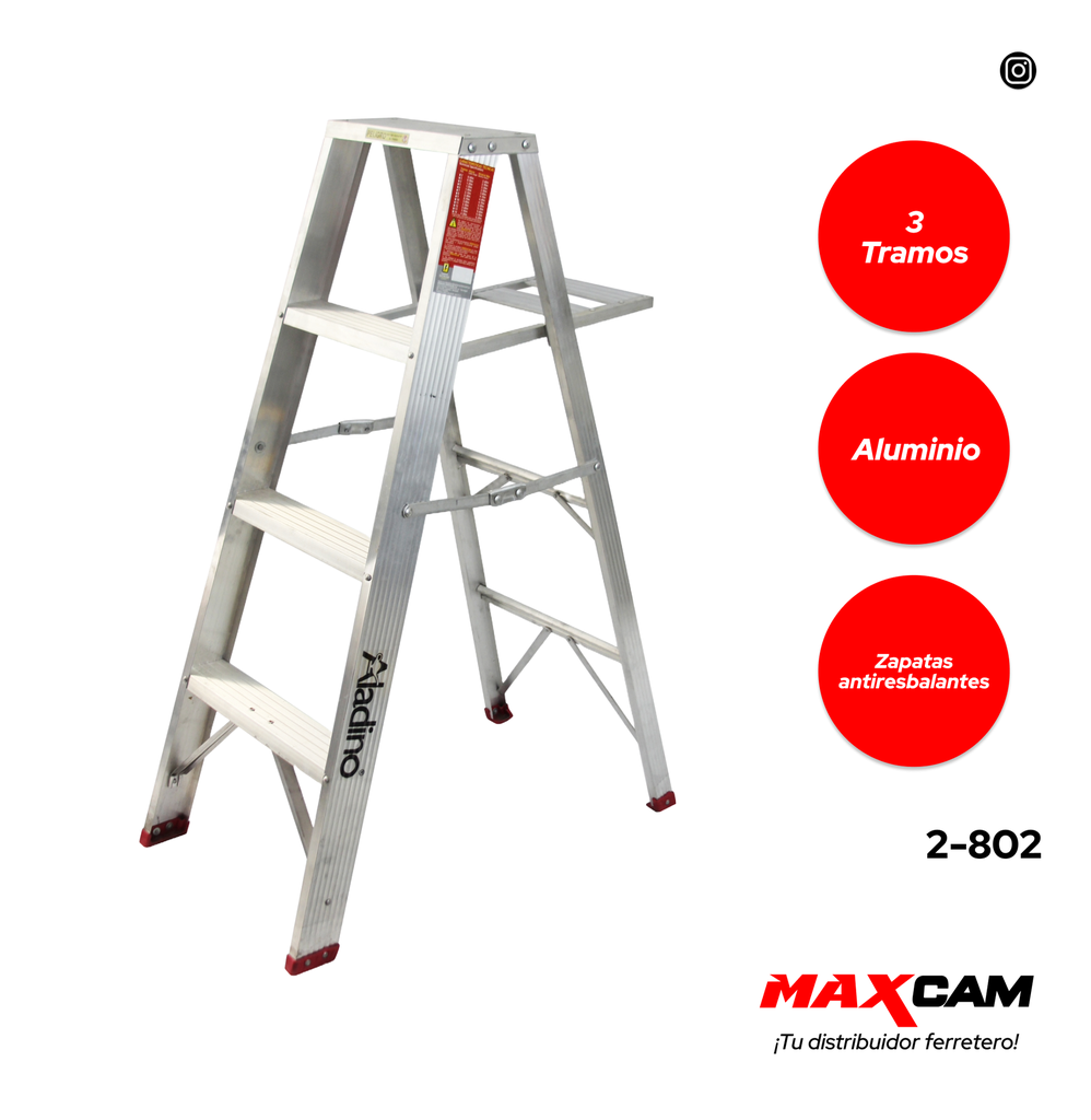 ESCALERA ALUMINIO T/TIJERA 3 TR STANDARD ALADINO 2-802