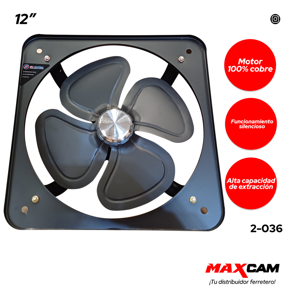 EXTRACTOR INDUSTRIAL NEGRO 12" JIFU 2-036
