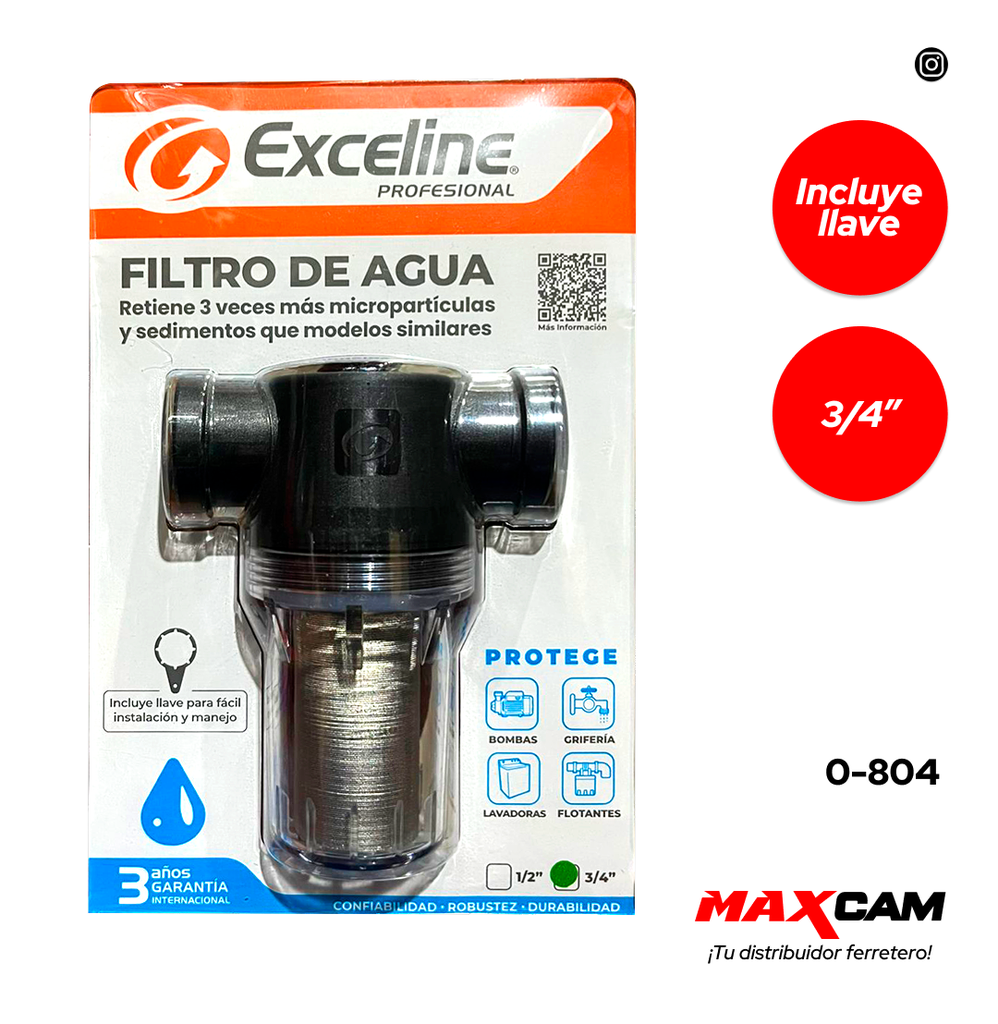 FILTRO DE AGUA 3/4" EXCELINE 0-804