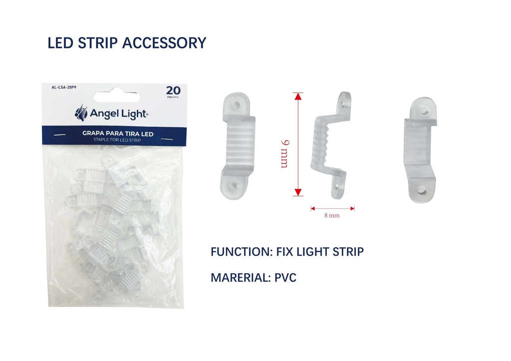 GRAPA P/TIRA LED X 20 UNID ANGEL LIGHT 9-821