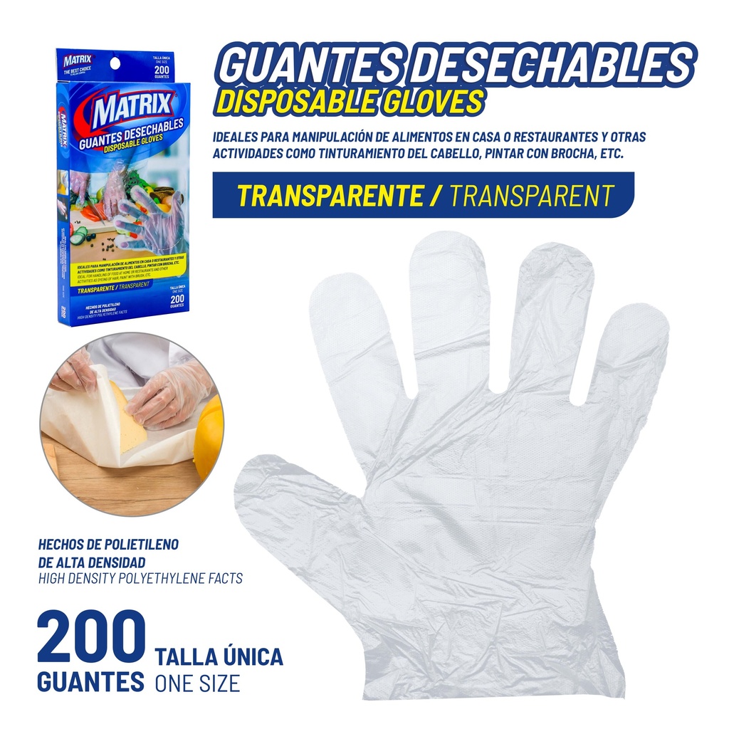 GUANTES DESECHABLES x 200 PCS MATRIX 10-204 (DESC)