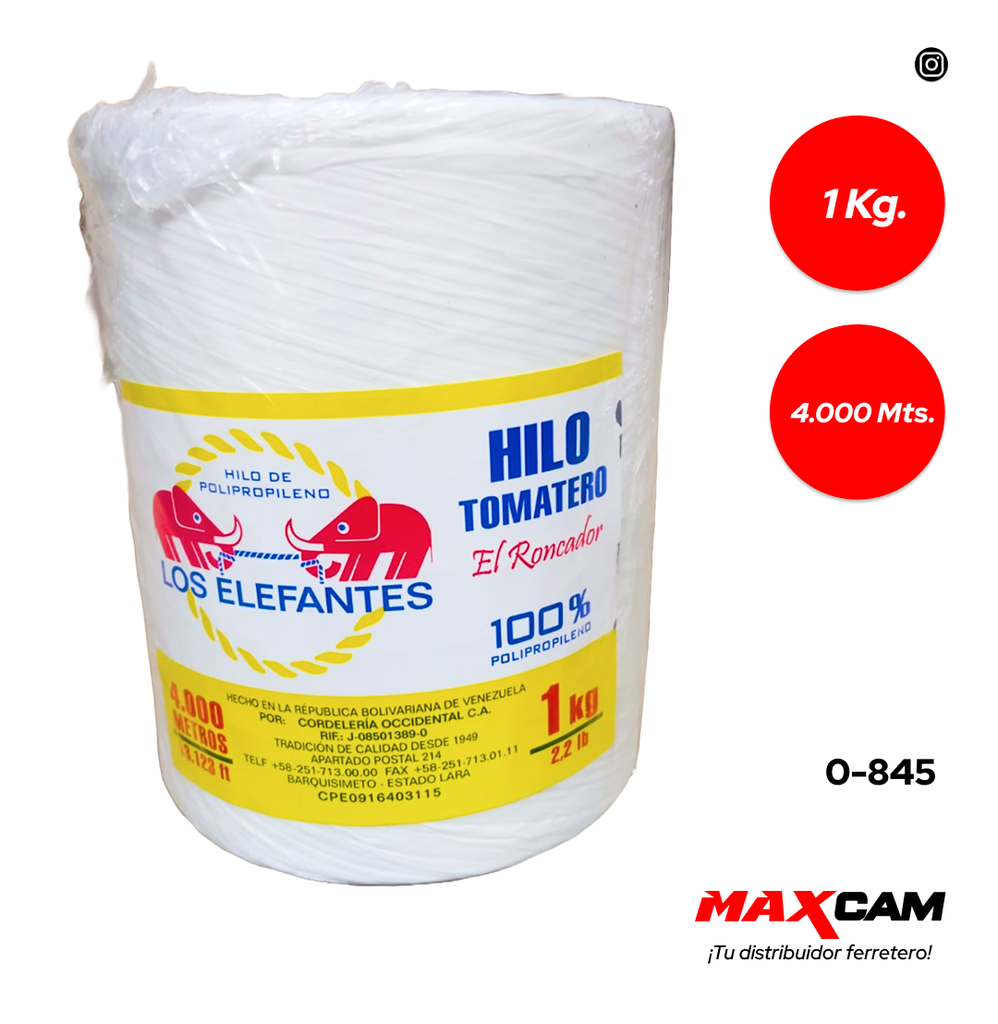HILO TOMATERO 1 KG BLANCO ELEFANTE 0-845