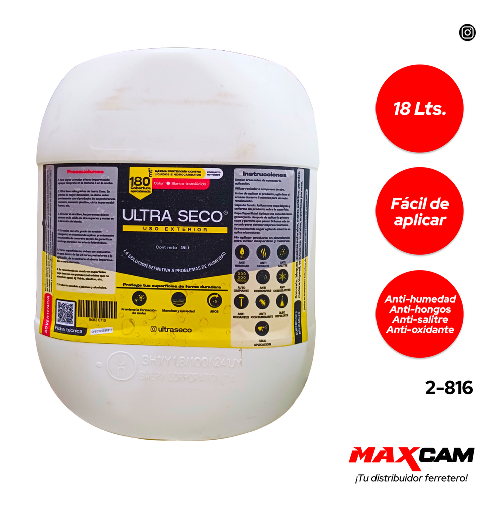 IMPERMEABILIZANTE EXTERIOR CUÑETE (18L) ULTRA SECO 2-816