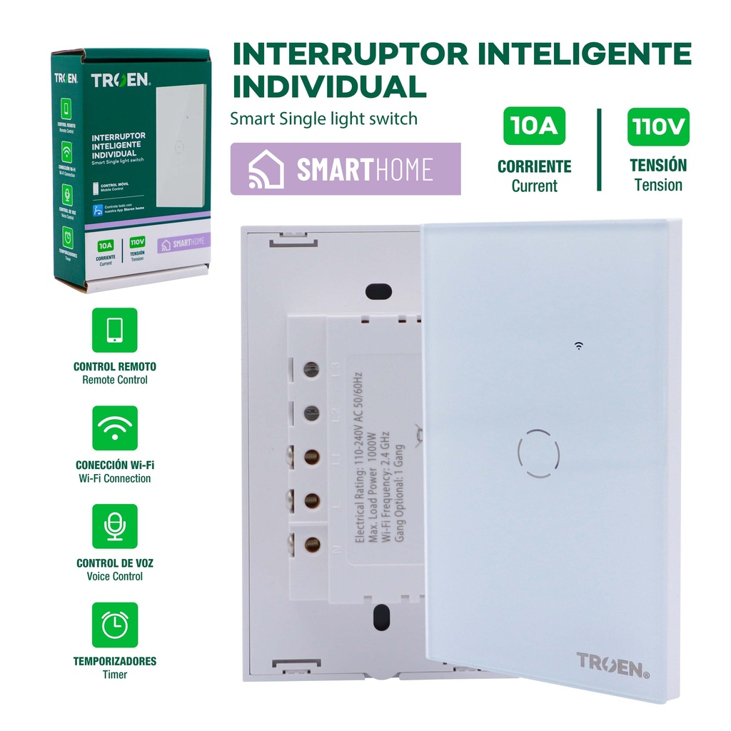 INTERRUPTOR SENCILLO INTELIGENTE TROEN 9-876