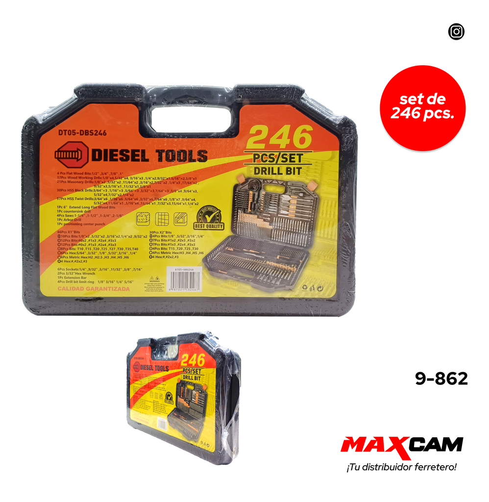 JUEGO DE DRILL x 246 UNID DIESEL TOOL 9-862