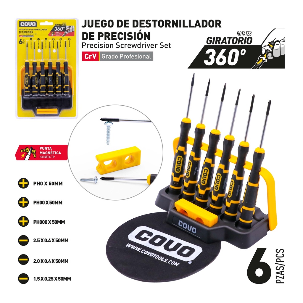 JUEGO DESTORNILLADOR 6 PCS COVO 10-183