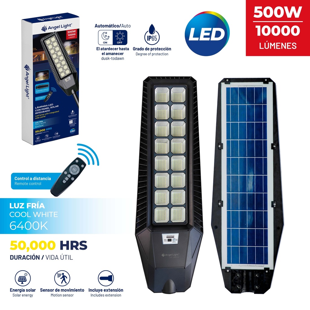 LAMPARA EXT LED 500W C/PANEL SOLAR ANGEL L 9-786