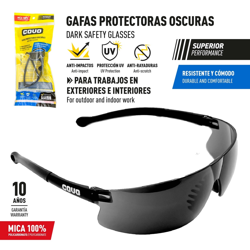 LENTES DE SEGURIDAD OSCURO COVO 10-075