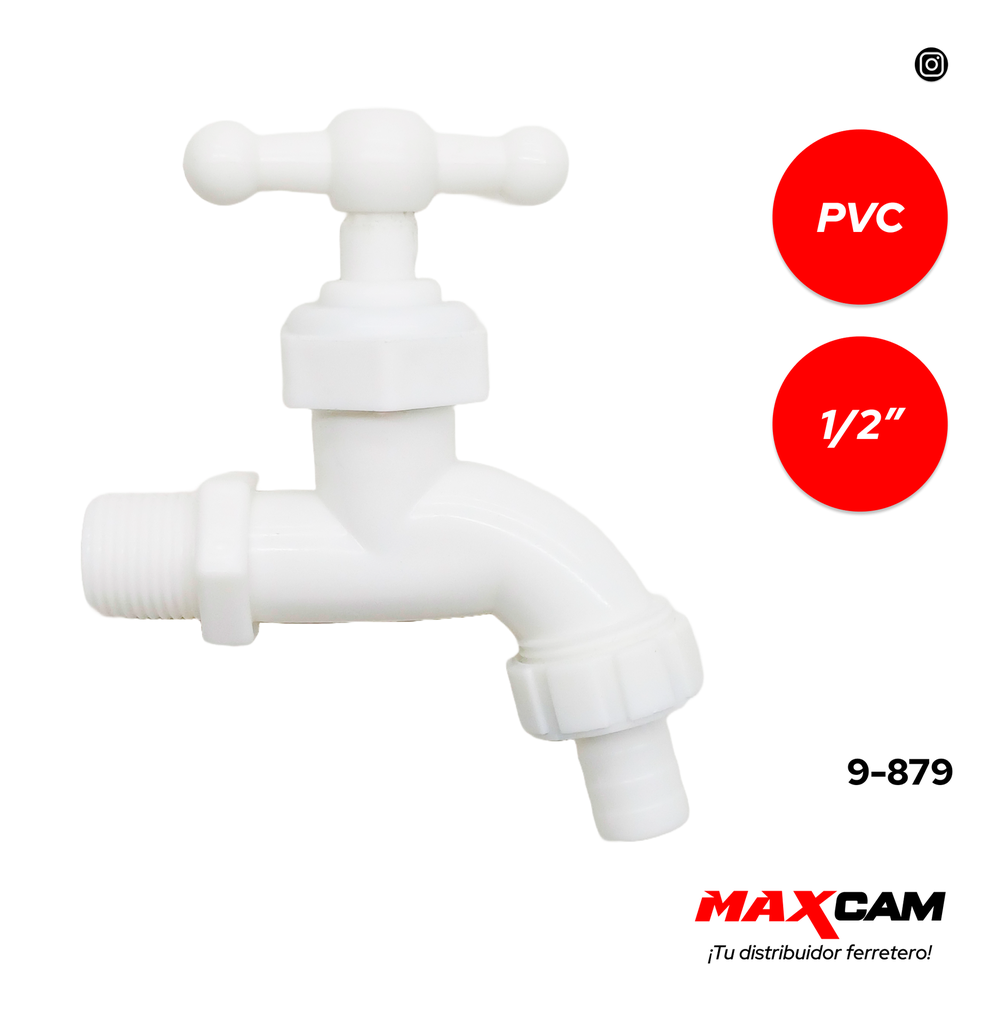 LLAVE CHORRO 1/2" PVC BLANCA C/PICO GRIMAX 9-879