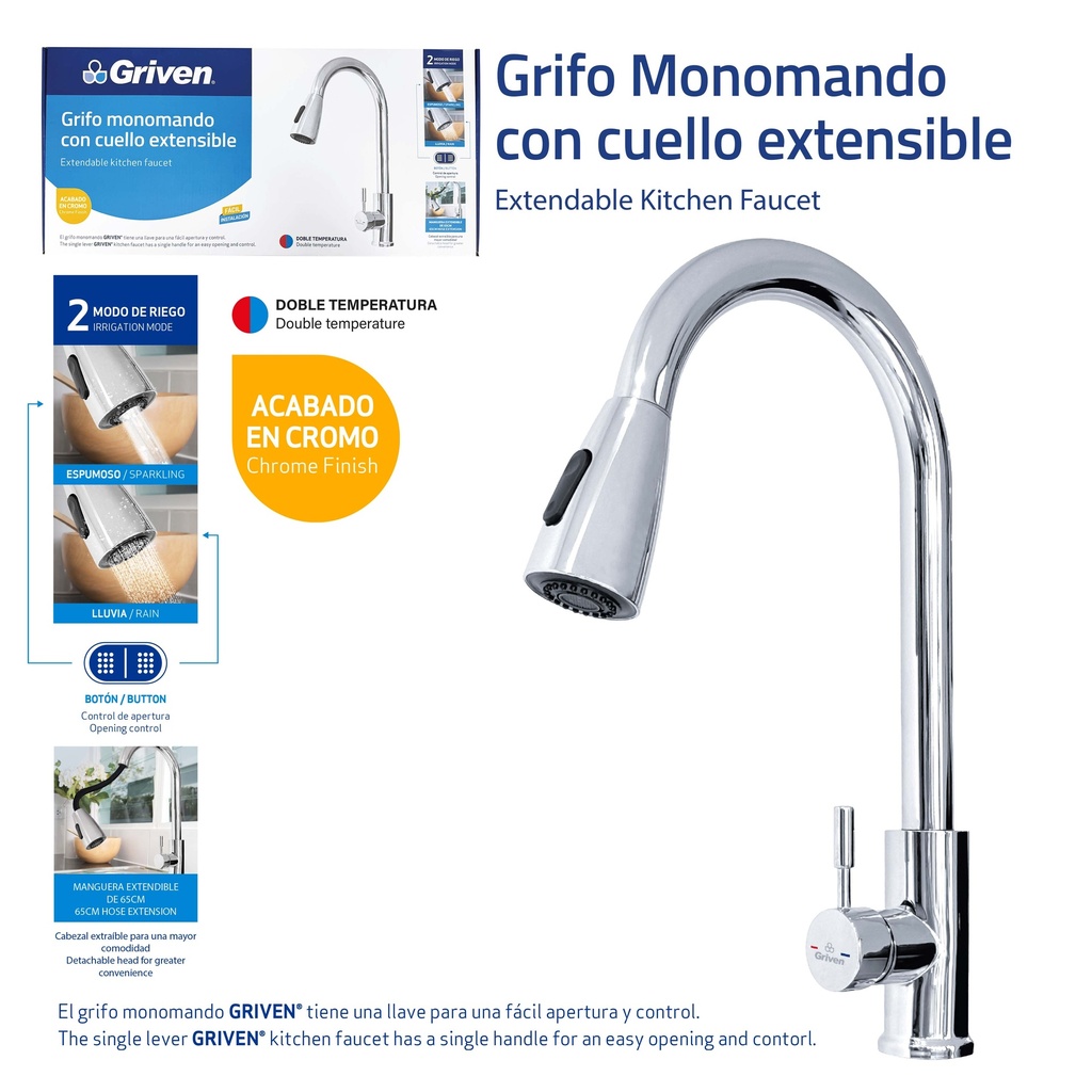 LLAVE FREGADERO MONOMANDO EXTEN GRIVEN 9-766