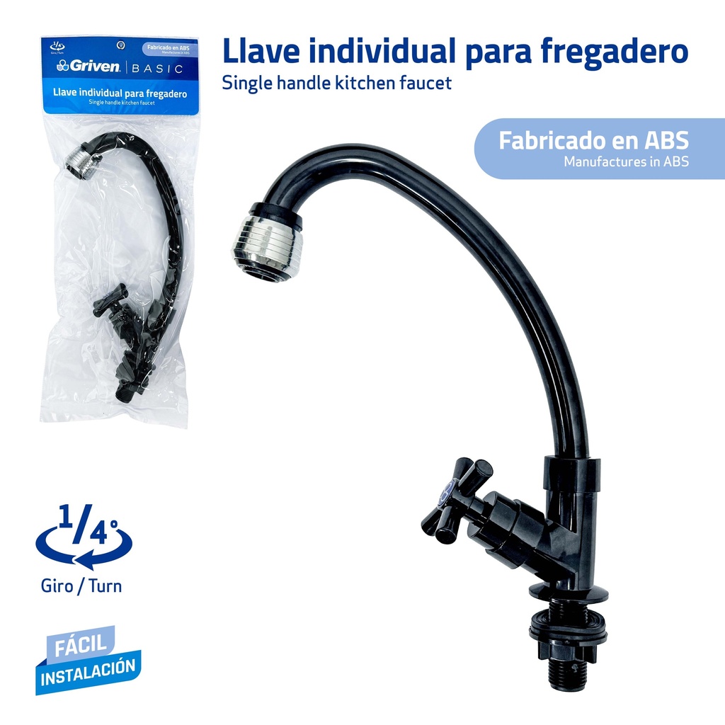 LLAVE FREGADERO PLASTICA NEGREA GRIVEN BASIC 9-791