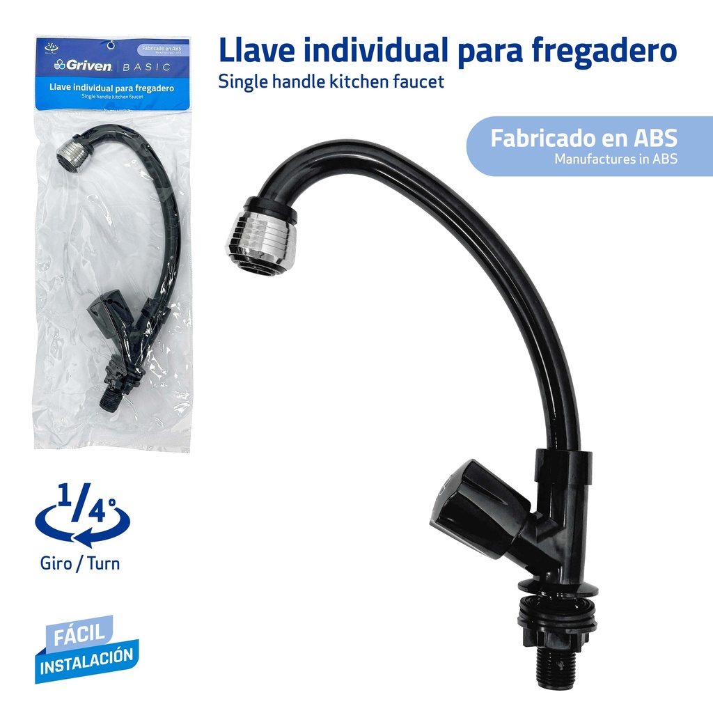 LLAVE FREGADERO PLASTICA NEGRA GRIVEN BASIC 9-792