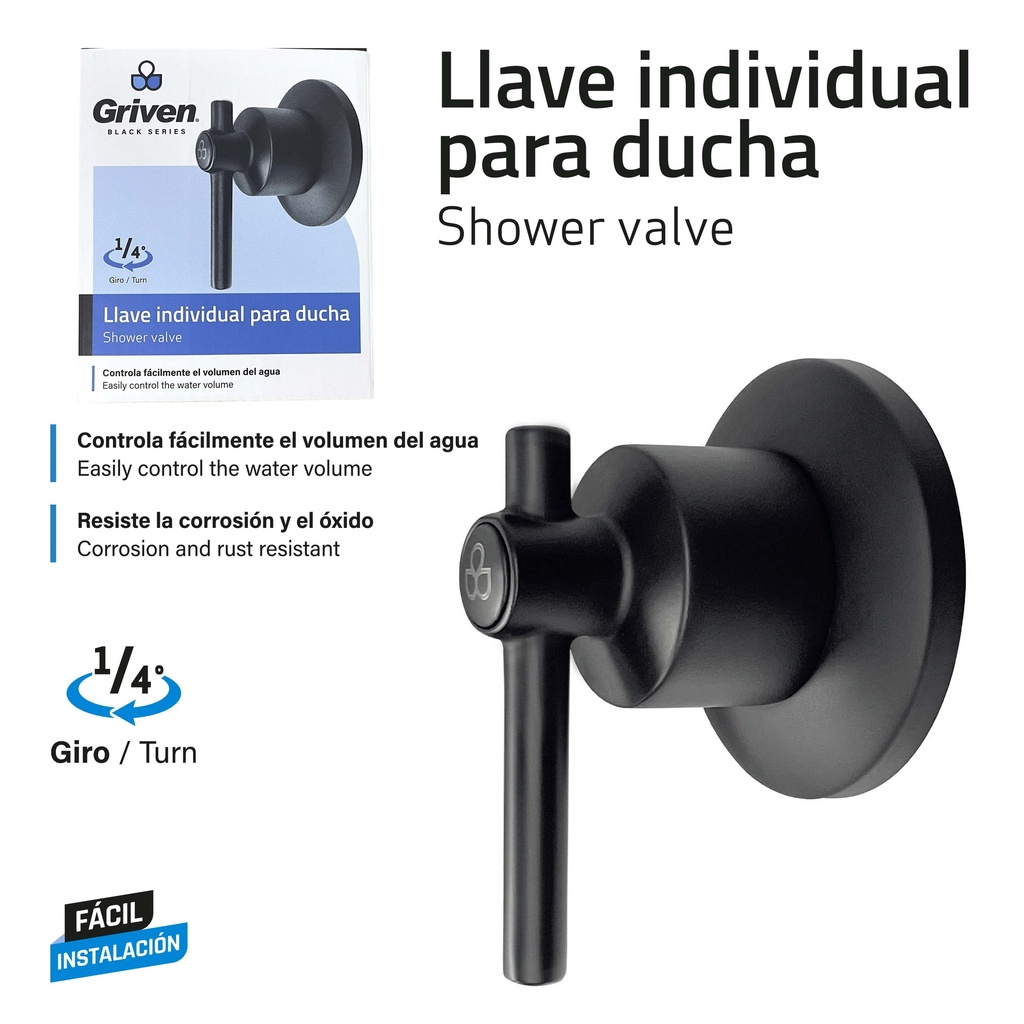 LLAVE P/DUCHA INDIVIDUAL GRIVEN BLACK 9-840