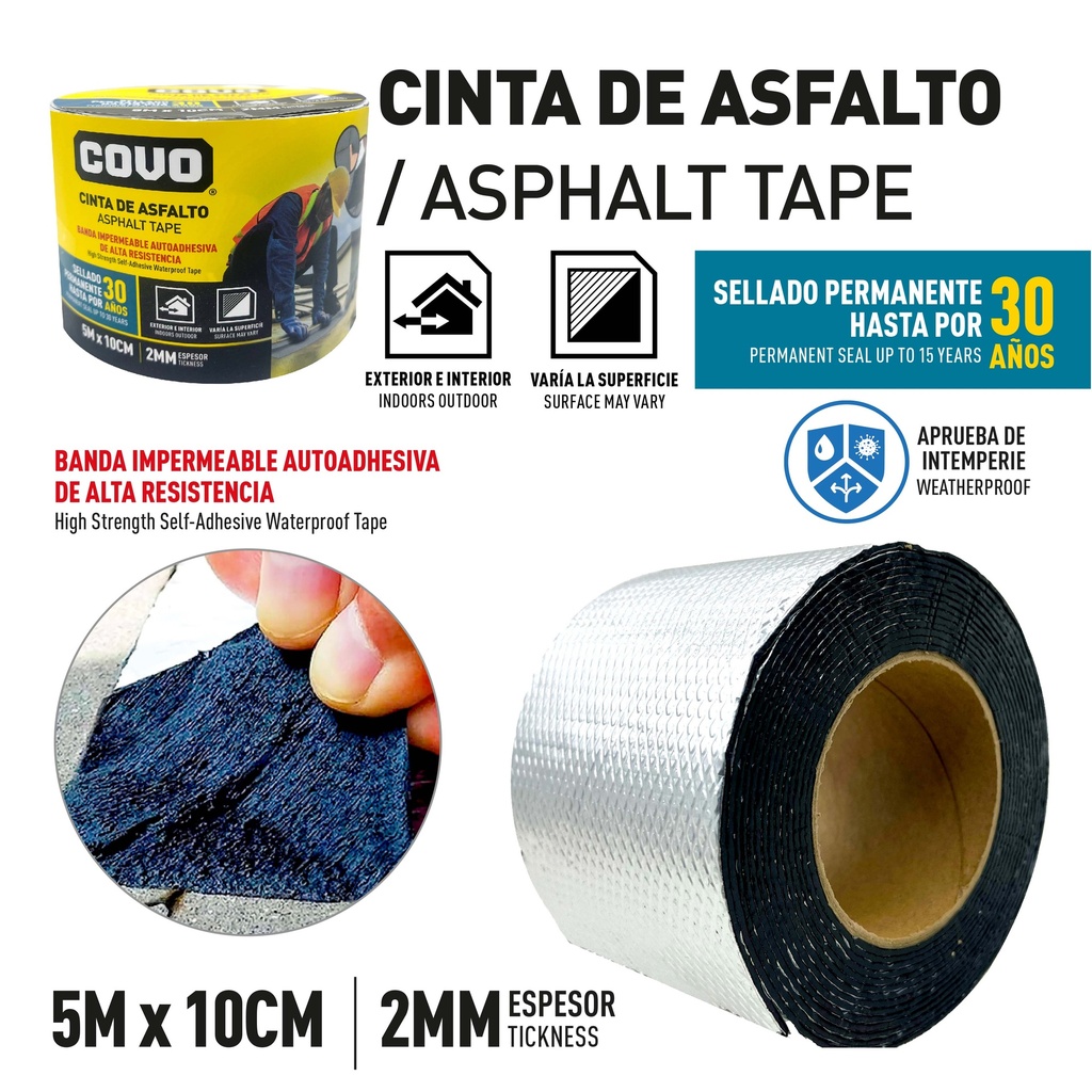 MANTO ADHESIVO ASFALTICO 10CM x 5 MTS COVO 10-210